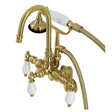Kingston Brass AE305T7 Wall Mount Clawfoot Tub Faucets, Brushed Brass AE305T7